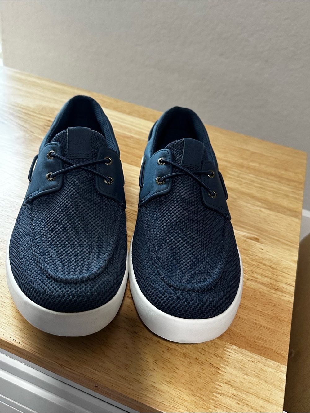 New! Sperry Navy Mesh Boat Shoes with White Sole
